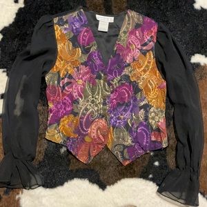 Studio C Vintage 80s sheer floral top medium